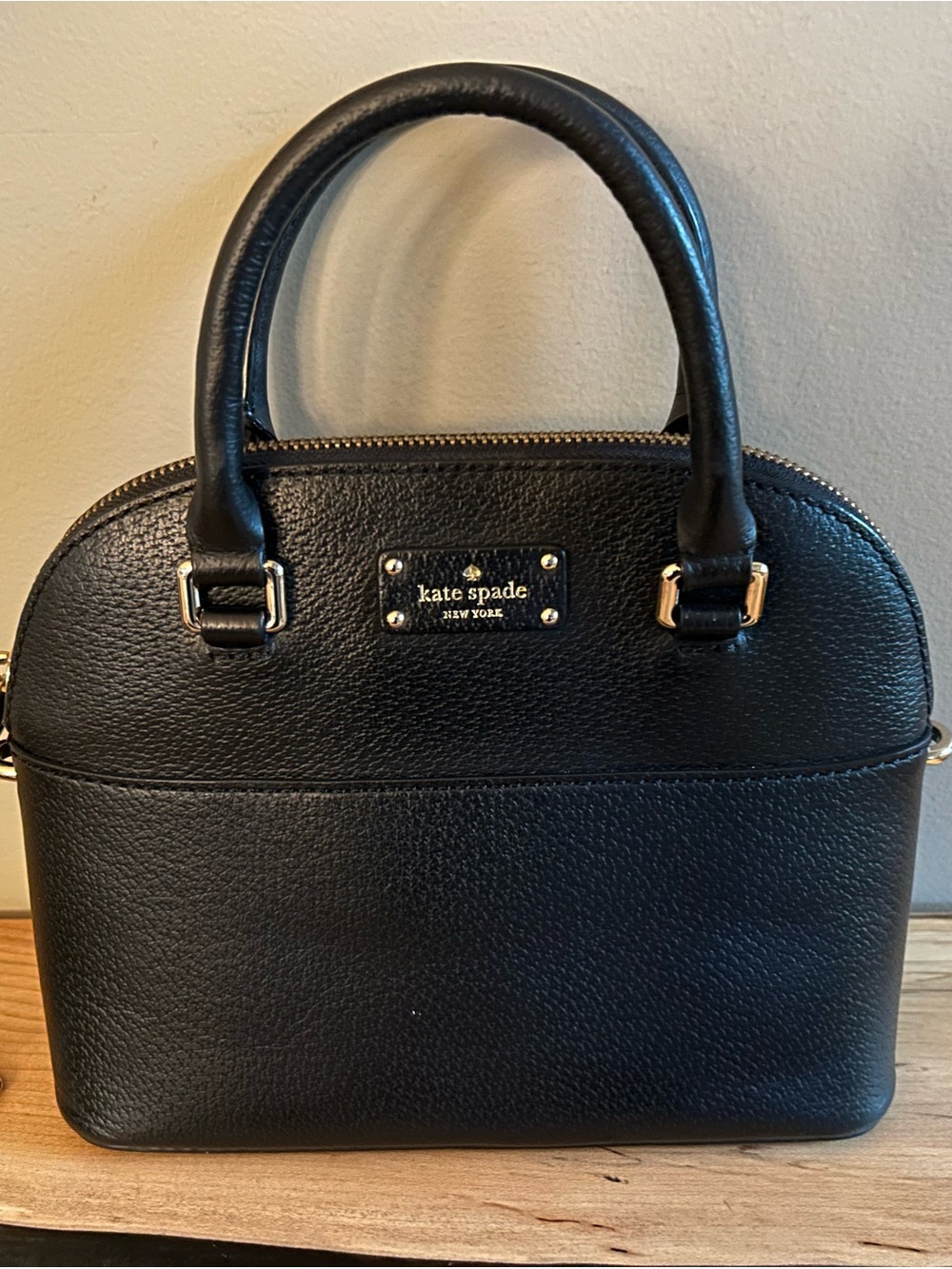 kate spade Black Pebbled Leather purse with Gold Hardware